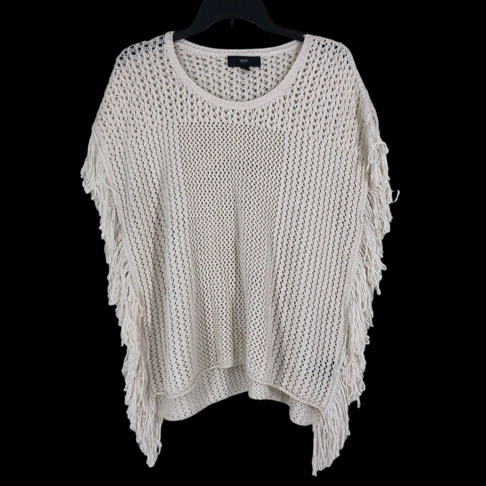 Mossimo SZ XL Cropped Crochet Knit Cover Up, Outer Layer w/Fringed Sides, Beachy